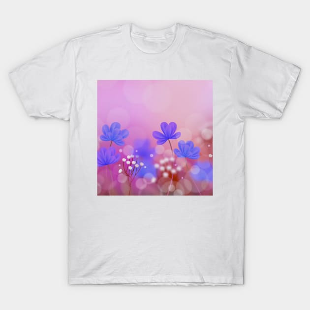 Blue flowers Art T-Shirt by Tshirtstory